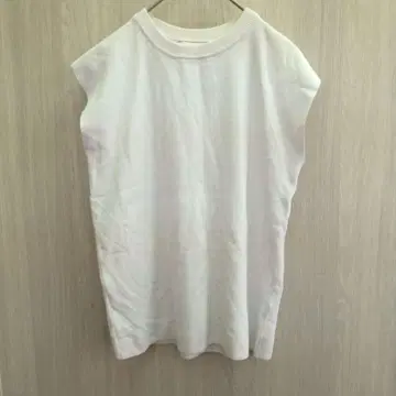 로페피크닉 상의 티셔츠 슬리브리스 T셔츠 화이트 M