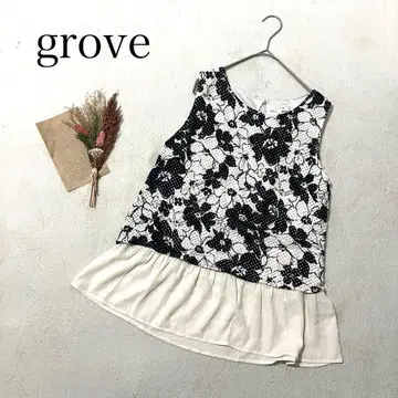 [ 그로브 ] ( L ) 슬리브리스 튜닉 프릴 꽃무늬 올 패턴 탱크탑