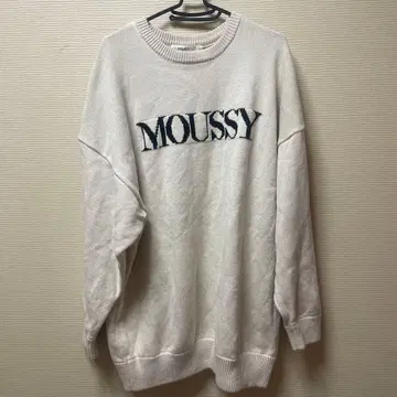 MOUSSY 로고 니트 F 사이즈 크림