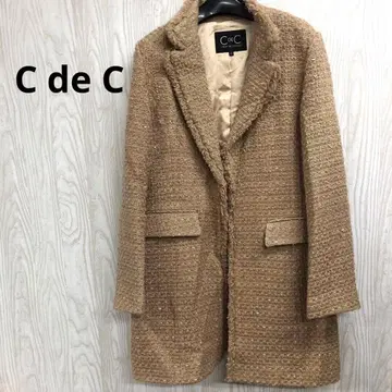 z-775 C de C 베이지 트위드 롱 코트 46