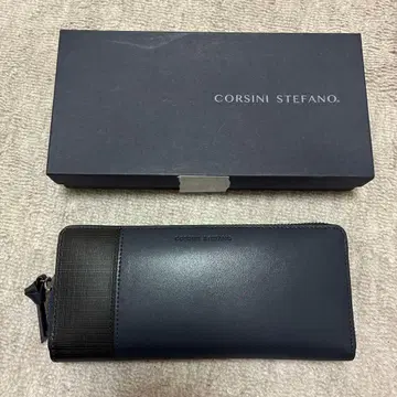 CORSINI STEFANO 네이비 장지갑 박스 포함