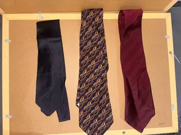 넥타이 세트 블랙 오렌지 와인 레드