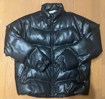 DRY STICK 블랙 합성 피혁 다운 자켓