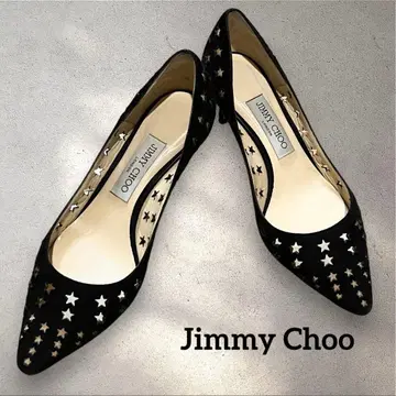 새상품급 지미추 펌프스 블랙 스타 펀칭 스웨이드 37
