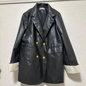 선착순! 블랙 가죽 자켓 더블 브레스트