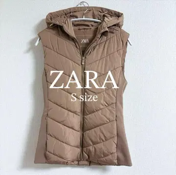 [새상품급] ZARA 자라 베이지 후드 부착 퀼팅 베스트 S