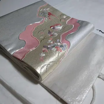 원앙 손 자수 개방형 나고야 오비