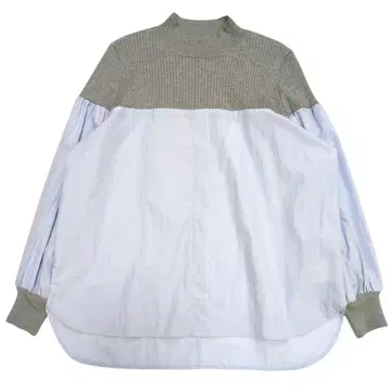 BEARDSLEY/비어즐리 리브 니트 콤비 셔츠 도킹 F