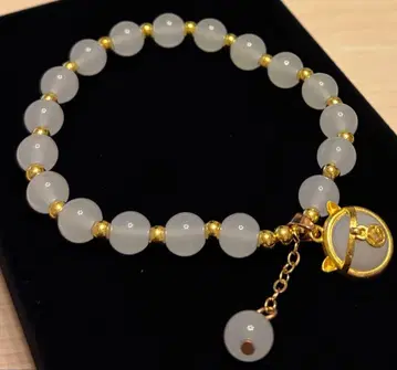 고양이 클리어 화이트 염주 팔찌