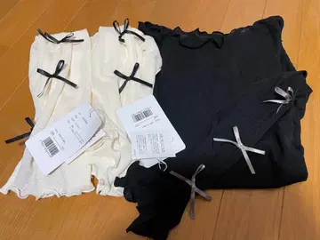 새상품! mily bilet 소매 리본 슬라브 시어 자카드 풀오버