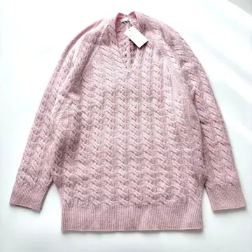 미사용품 매킨토시 철학 케이블 니트 핑크 V넥 M