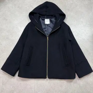 매킨토시 철학 후드 부착 울 코트 숏코트 네이비