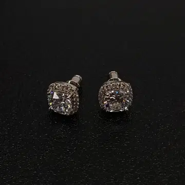 스터드 귀걸이 스퀘어 컷 크리스탈 지르코니아 귀걸이 2개 세트