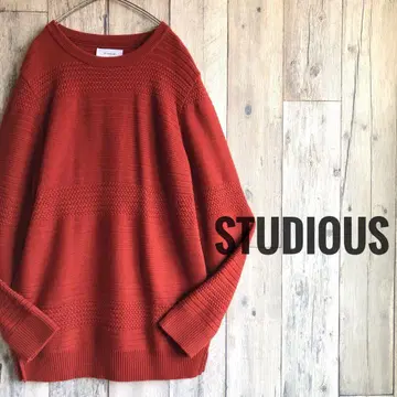 STUDIOUS 스테이디오스 캐시미어 혼방 니트 스웨터 보더 편직