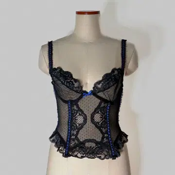 미국 빈티지 의류 빈티지 뷔스티에 코르셋 레이스 비침 블랙 검은 머리