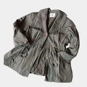 실크  경량 자켓 올리브 그린 레트로 구제 의류