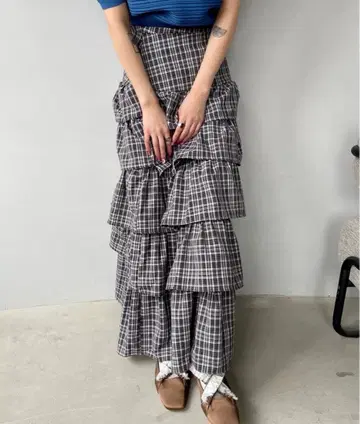 체크 프릴 스커트