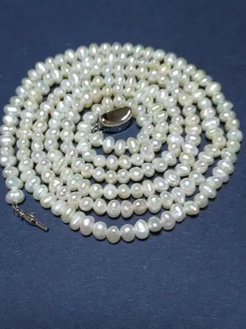 담수 진주 롱 목걸이 925 각인 테리 강함
