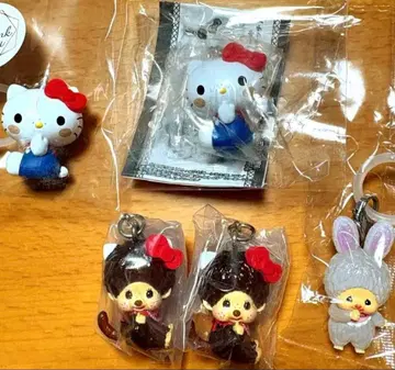 캐릭터 메지루시 키링 5개 세트 키티 몽치치 레어 치무탄 새상품