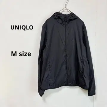 유니클로 포켓터블 UV컷 후드티 M 블랙 후드