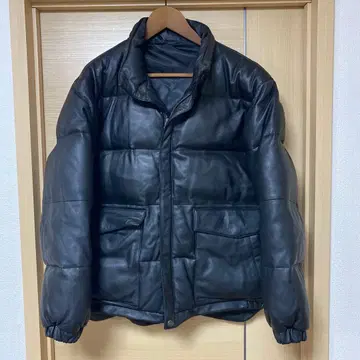 새상품급 코무사 컬렉션 천연 가죽 다운 자켓 블랙 LL 정도