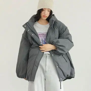 LEPSIM 에어 써멀 멀티 WAY 후드 코트 차콜 렙심 새상품