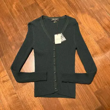 DUAL VIEW 다크 그린 리브 니트 가디건 40 정가 28600