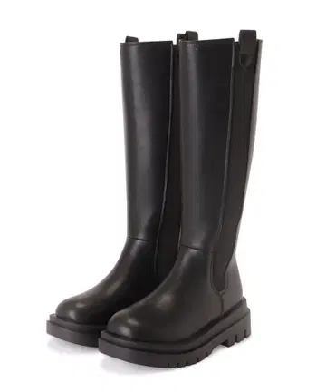 블랙 롱 부츠 통굽 심플한 디자인