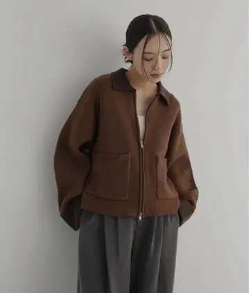 hellam 알파카 터치 바이컬러 지퍼 가디건