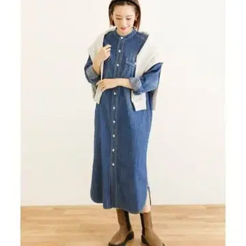 어반 리서치 인디고 데님 셔츠 원피스 38