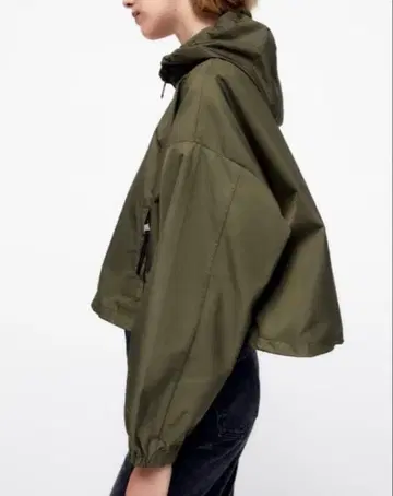ZARA 크롭 후드 자켓 카키 S