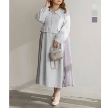 CLETTE 오리지널 플리츠 절개 트위드 조 원피스 3L