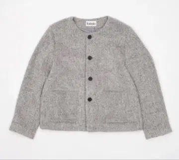 fekete 노카라 울 샤기 자켓 그레이