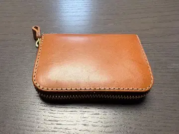 가죽 지퍼식 코인 케이스 브라운