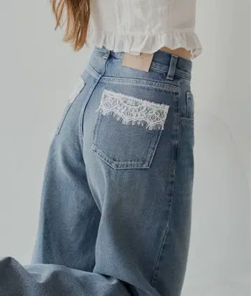 Chico 포켓 레이스 와이드 데님