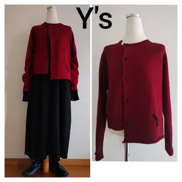 [택 포함 새상품] Y's 와인 레드 긴팔 가디건