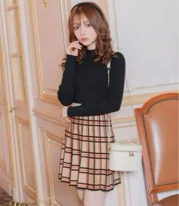 미셸마카롱 체크 원피스 플리츠