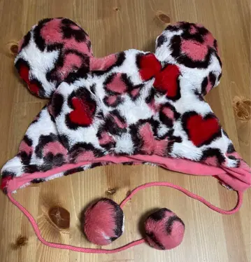 디즈니 팬 캡 레오파드 무늬 화이트 핑크