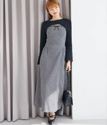 마제스틱 레곤 데콜테 오픈 니트 세트 원피스 M 사이즈