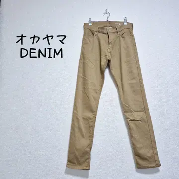 오카야마 데님 스트레이트 데님 여성용 베이지 스트레치 있음 26