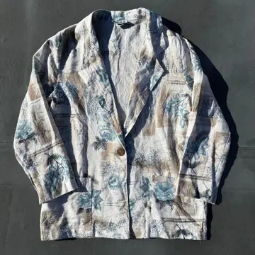 90s USA제 미국제 꽃무늬 자켓 린넨 테일러드 자켓 올 패턴