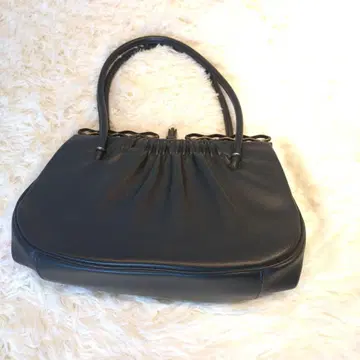 빈티지 앤티크 천연 가죽 가마구치 핸드백 레트로