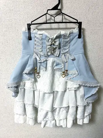 LIZLISA 프론트 카슈쿨 스커트 블루