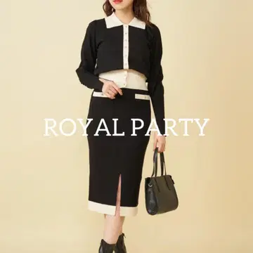 로얄 파티 바이컬러 니트 셋업 F 사이즈