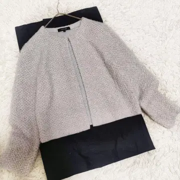 언타이틀 니트 가디건 노카라 복슬복슬 모헤어 혼방