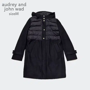 오드리앤존와드 후드 부착 절개 울 코트 골드 버튼 다운