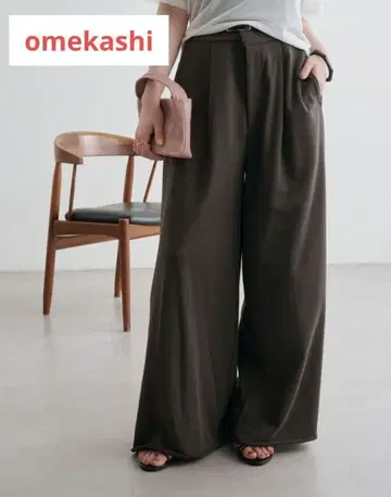 오메카시 맨투맨 와이드 팬츠 36 카키 그레이