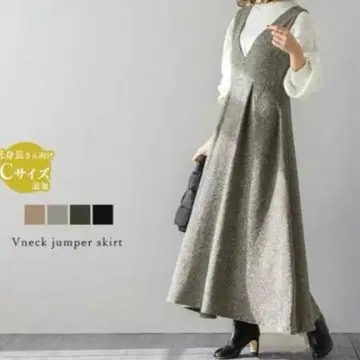 [ 새상품급 ] La-gemme 라지엠 오버롤 스커트 롱 원피스 V넥