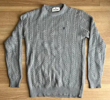 존 헨리 케이블 니트 스웨터 M 사이즈 그레이