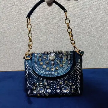 *데님 블루 스톤 장식 숄더, 핸드 백* 컨디션 최상